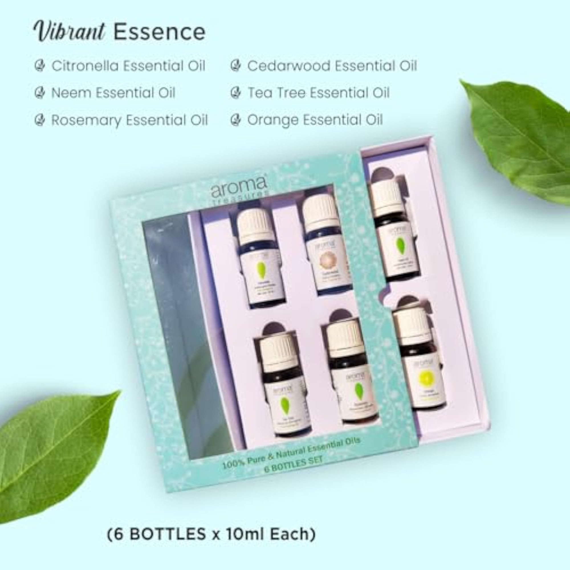 Aroma Treasures Vibrant Essence Essential Oils Set, 6 Bottles